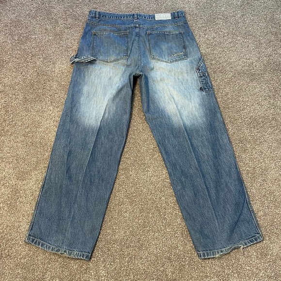 Y2K Damani Dada Supreme Baggy Carpenter Jeans Mens 38x32 Blue Distressed Loose - Picture 1 of 9